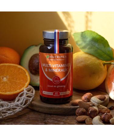 Multivitamins and Minerals - Unique Formula with Ginseng - Vitamins B1 B3 B6 B9 B12 C D3 Iron and Calcium - Energy Vitality Power - Made in France - Nutrimea - Buy Online on GoSupps.com