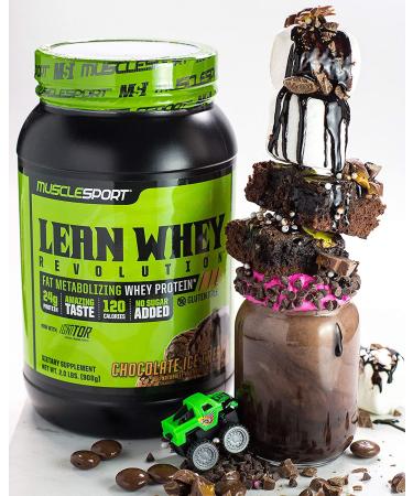 MuscleSport Lean Whey Revolution Protein Powder - 25g Whey Protein Isolate - Low Calorie, Low Carb, Low Fat - Delicious Chocolate Ice Cream Flavor - 2lb (Pack of 1) - Buy Online on GoSupps.com