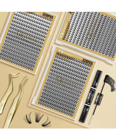 Shop 320 Stck Individual Eyelashes - 40D 0.07C Curl Mix 12-18mm for Stunning Eye Makeup | Reusable DIY Cluster Lashes - Buy Online on GoSupps.com