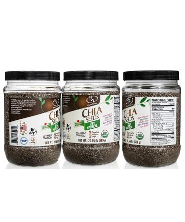 Organic Raw Black Chia Seeds - Natural Omega 3 Superfood for Weight Loss | Antioxidant-Rich Whole Foods, Non GMO Gluten Free Vegan Keto Friendly (20.45 oz) - Buy Online on GoSupps.com