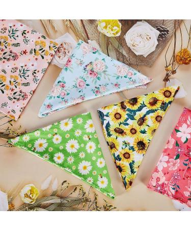 Floral Dog Bandana Set - 8 Pieces | Summer Spring Flower Pet Scarf | Adjustable Triangle Bib for Dogs and Cats | Cute Daisy Rose Pattern - Buy Online on GoSupps.com