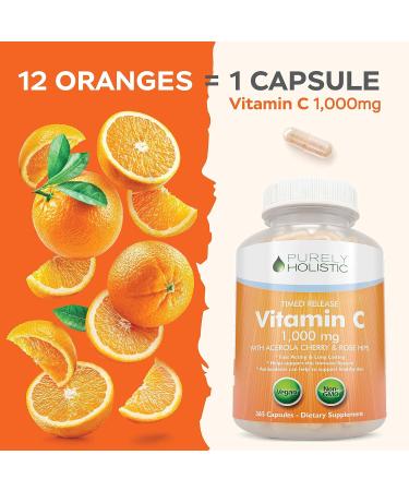 Purely Holistic CoQ10 100mg + Vitamin C 1000mg with Rosehip & Acerola Cherry Bioflavonoid - 120 Softgels & 365 Capsules Bundle - Made in USA - Buy Online on GoSupps.com