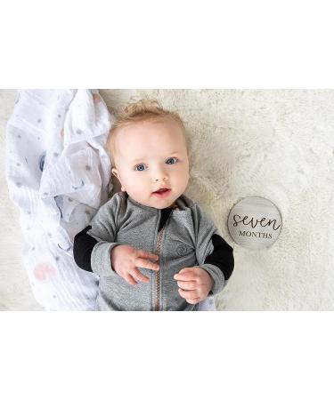 Little Pear Wooden Monthly Milestone Cards  Baby Milestone Photo Props  Wooden Monthly Photo Prop Cards Gray Wood Milestone Discs - Buy Online on GoSupps.com