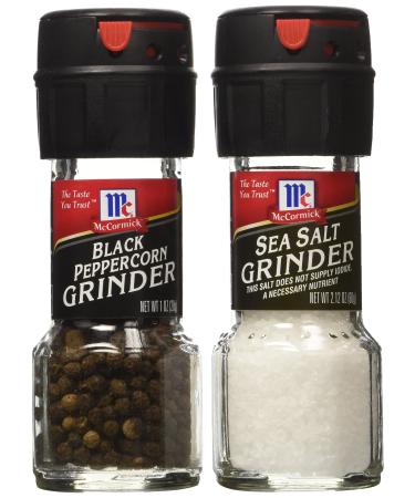 Seasoning Bundle - 2 Items: McCormick Sea Salt Grinder 2.12 Oz. & Black Peppercorn Grinder 1.0 Oz