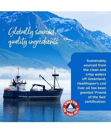 Healthspan Cod Liver Oil 570mg | Support Your Brain Heart Eyes & Bones | 150mg Omega 3 Fatty acids per Capsule (180 Capsules) 180 Count (Pack of 1) - Buy Online on GoSupps.com