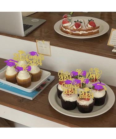 Rsstarxi 24 Pack Class of 2024 Cupcake Toppers 2024 Graduation Food Appetizer Picks 2024 Congrats Grad Cap Done Diploma Cupcake Picks for 2024 Graduation Theme Party Cake Decorations Gold Purple - Buy Online on GoSupps.com