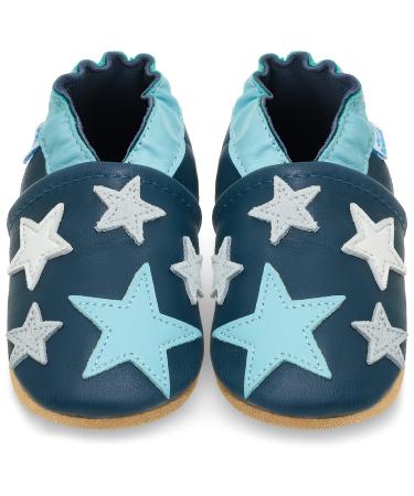 Baby Shoes with Soft Sole - Baby Girl Shoes - Baby Boy Shoes - Leather Toddler Shoes - Baby Walking Shoes 2-3 Years Blue Stars