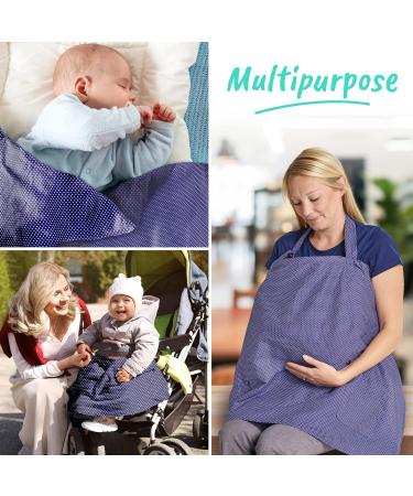 Soft & Breathable Nursing Cover with Pockets - Navy Blue Breastfeeding Coverall - Buy Online on GoSupps.com