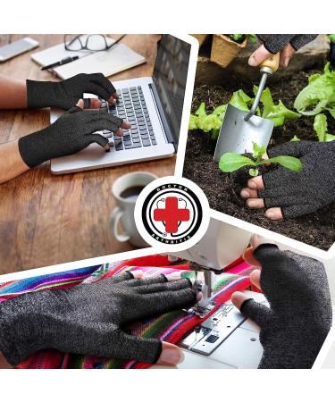Doctor-Designed Compression Gloves for Arthritis & Tendonitis - Comfortable Fingerless Support (1 Pair Size S) - Buy Online on GoSupps.com