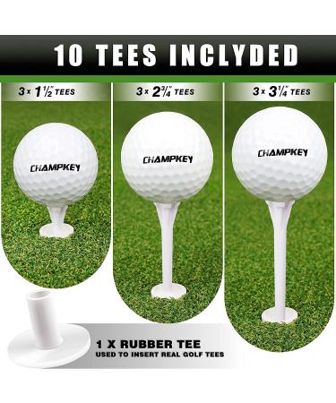 CHAMPKEY Premium Synthetic Turf Golf Hitting Mat M(13 x 17) LITE Version | Heavy Duty Rubber Base | Includes 1 Rubber Tee and 9 Plastic Tees - Buy Online on GoSupps.com