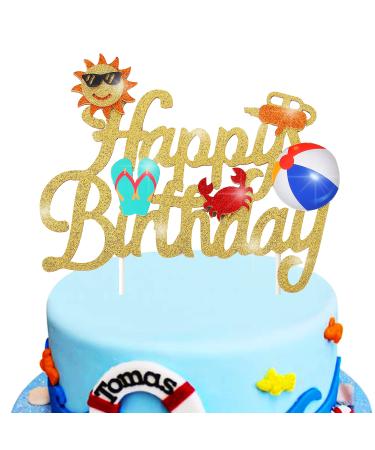 Beach Ball Happy Birthday Cake Topper Summer Pool Party Decoration Summer Party Favor Supplies