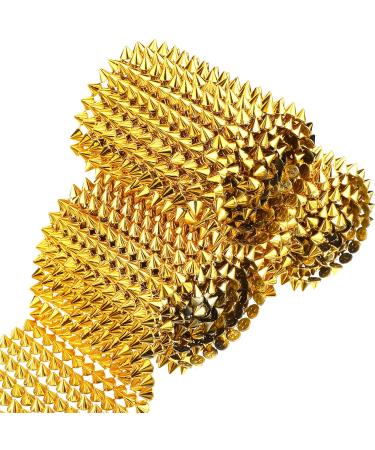 3 Yards Sew Stitch On Spike Stud Cone Flatback Spike Studs Rivets DIY Punk Trim Bead for Clothing  Wedding  Performance  Arts and Crafts Decoration (Gold)