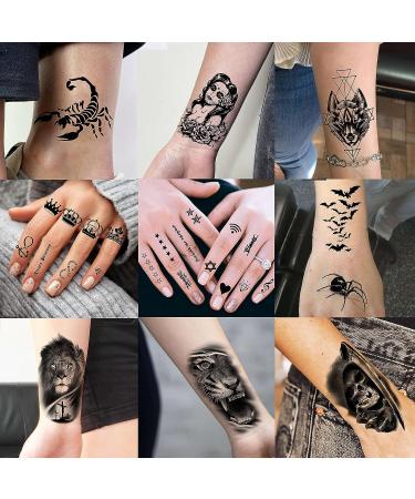 Rejaski Ferocious Lion Tiger Temporary Tattoos- 60 Sheets | Scary Devil Skull Skeleton Fake Tattoos for Halloween | Black 3D Wolf Dragon Realistic Arm Neck Tattoos for Adults & Teens - Buy Online on GoSupps.com