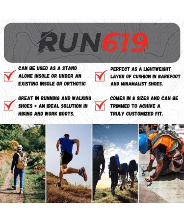 RUN619 Zero Drop Wide Shoe Insoles - Thick Flat EE Width 6mm Insoles for Men's Size 11-12 - Buy Online on GoSupps.com