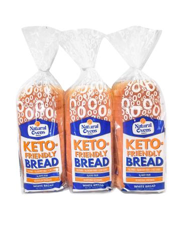 Natural Ovens Bakery Keto-Friendly White Bread 3 Loaves - Zero Net Carbs, 40 Calories a Slice