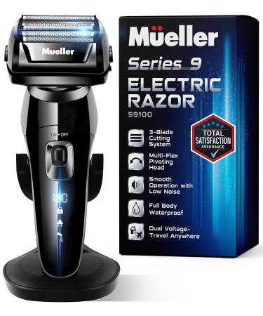 Mueller Electric Razor for Men, 5-Element Cutting System, Wet/Dry, Rechargeable, Precision Trimmer, LED, 40,000 Cross-Cutting Actions/Min for Closest Shave, Better Than Razors That Cost Alot More!