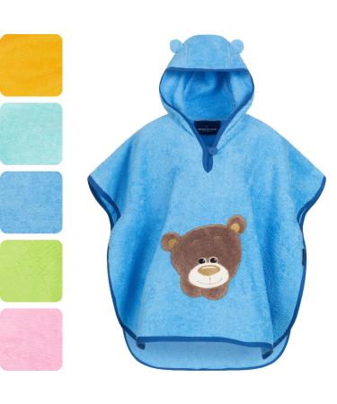 Morning star Badeponcho Children Baby Girls Boys 100% Cotton Oeko-Tex Baby Bath towel hooded towel bathrobe ferry 1-3 years of blue-bear