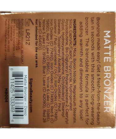 Sigma Beauty Bronzer mat - Poudre bronzante longue dur e avec finition mate pour le visage - Pour un clat naturel et embrass par le soleil (Deep Poder-Bronzer) - Buy Online on GoSupps.com