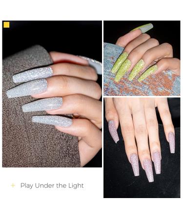 BURANO Reflective Glitter Gel Nail Polish - Rose Blue Purple Silver Holographic Sparkle - Soak Off Disco Gel with Cuticle Oil - UV Lamp Required - Buy Online on GoSupps.com