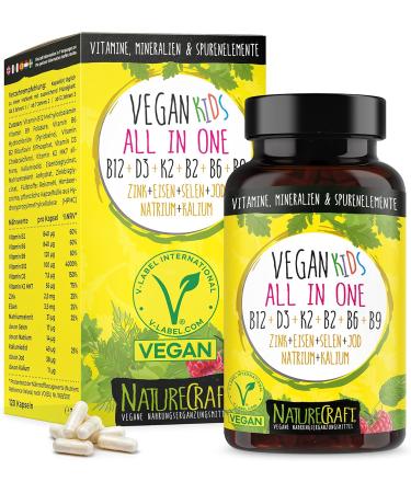 Vegan All-in-One Kids Vitamin: B12 D3 K2 B6 B9 Zinc Iron & More | 120 Capsules - 4 Month Supply - Buy Online on GoSupps.com