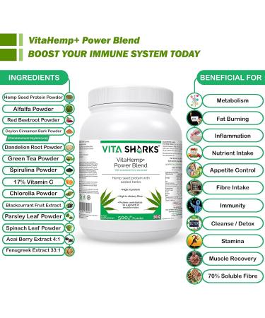 VitaHemp+ Power Blend Workout Drink |Vegan Hemp Seed Protein Shake Powder with Phyto-nutrients Essential Amino Acids Vitamin C & Fibre. Appetite Suppressant Reduces Bloating & Flatulence - Buy Online on GoSupps.com
