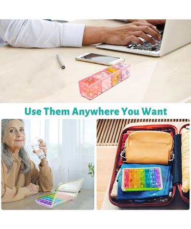 Fullicon Weekly Pill Organizer - 4x Daily 7 Day Travel-Friendly Moisture-Proof Pill Box for Vitamins & Supplements (Clear & Green - Buy Online on GoSupps.com