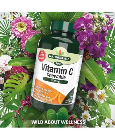 Natures Aid Vitamin C 500mg Chewable Tablets - Vegan Friendly & Sugar Free - 100 Count - Buy Online on GoSupps.com