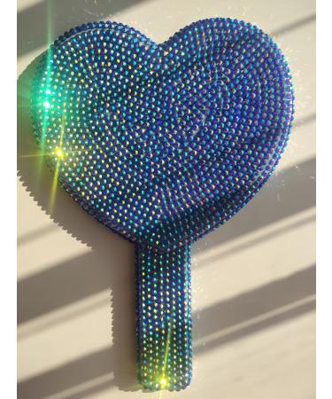 REABHPY DIY Sparkling Heart-Shaped Handheld Mirror Diamond Painting Glitter Rhinestones Portable Mirror  Bling Elegant Meaningful Gifts for Girlfriends  Wife  Mom  Ladies  Blue Blue-diy