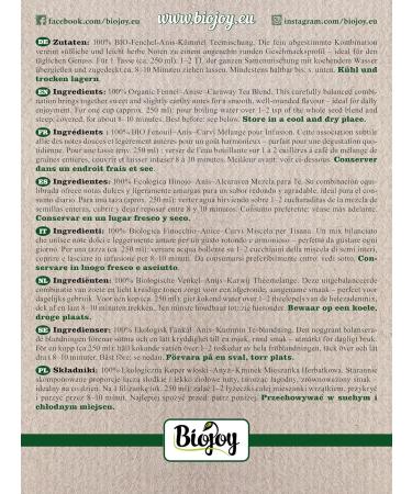  Biojoy Biojoy Organic Anise Caraway Fennel Herbal Tea (250g) whole seeds without additives - Buy Online on GoSupps.com