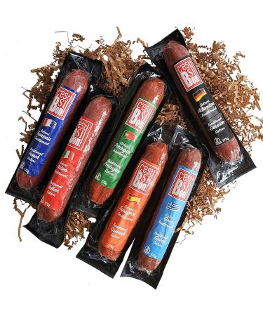 Carnivore Club 6-Pack Salami Sampler Taste of Europe - Comes in Premium Gift Tin Box - Meat Sampler Gourmet Food Gift Basket - Great with Crackers Cheese Wine - Ultimate Gift for Meat Lovers - Buy Online on GoSupps.com