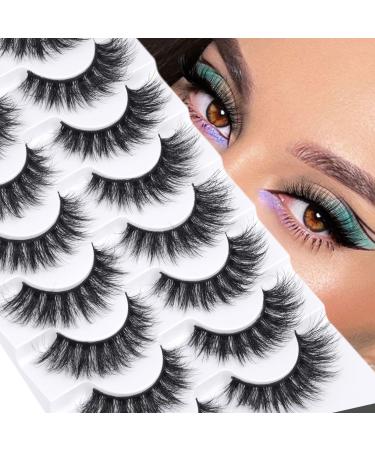 Cat Eye Lashes Mink Fluffy Natural Wispy False Eyelashes Strip Curly 3D Effect Fake Eyelashes Fluffy Volume Natural Look 17MM 8 Pairs Pack by PHKERATA D-17MM