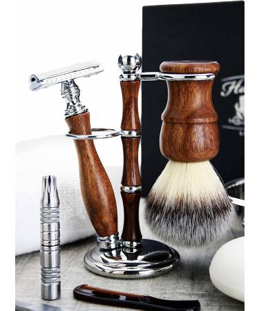 DE Safety Razor Set with Badger Hair Brush 3-Ring Razor Shaving Bowl & Soap - Premium Shaving Kit for Ultimate Grooming - Buy Online on GoSupps.com