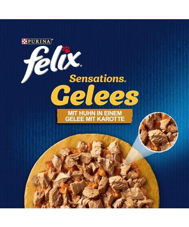 FELIX Sensations Jelly Wet Cat Food with Chicken & Carrot - 26 Pack (26 x 85g) - Premium Gourmet Cat Food for Happy Healthy Cats - Buy Online on GoSupps.com