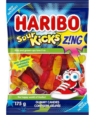 Haribo Z!NG Sour Kicks Gummy Candy 5 Sour Fruity Flavours No Artificial Colours - Pack of 12 Box (175g) Zing Sour 175g (Pack of 12) - Buy Online on GoSupps.com