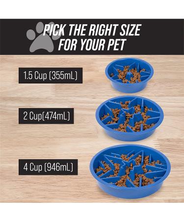 Leashboss Dog Bowl Slow Feeder for Raised Pet Feeders - Maze Food Bowl (Gray, 2 Cup Size) - Buy Online on GoSupps.com