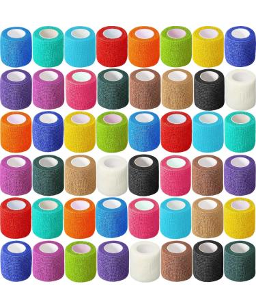 48 Pack Self Adhesive Wrap Bandages Bulk 2 Inch x 5 Yard Breathable Athletic Tape Self Adherent Cohesive Bandage Tape for Sports Injuries Treatment First Aid Tape Vet Wrap for Pets (Multicolored)