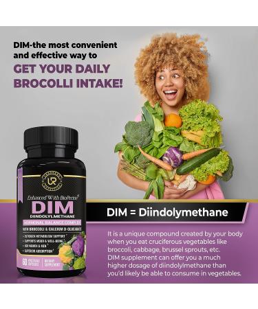 DIM Supplement with Broccoli Extract and BioPerine - Hormone Balance Support for Men and Women - 60 Vegetarian Capsules with Calcium D-Glucarate - Buy Online on GoSupps.com