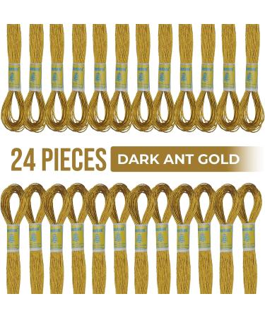 ThreadNanny 24 Metallic Antique Gold Cotton Thread Skeins for Hand Embroidery - Premium Metallic Gold Floss Set - Buy Online on GoSupps.com