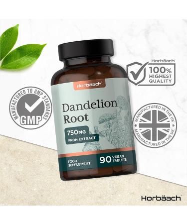 Dandelion Root Extract 750mg | High Strength 4:1 Extract | 90 Vegan Tablets | by Horbaach - Buy Online on GoSupps.com
