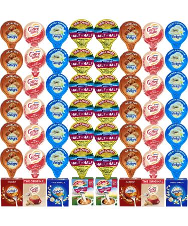 Coffee Creamer Singles Variety Pack Packaged by Bools International Delight Creamer Singles Set Delight Mini Coffee Creamer Coffee Mate Original & Mini Moo's 4 Flavor Assortment (48 Pack) Coffee Creamer Singles for Home Office Coffee Bar Gift