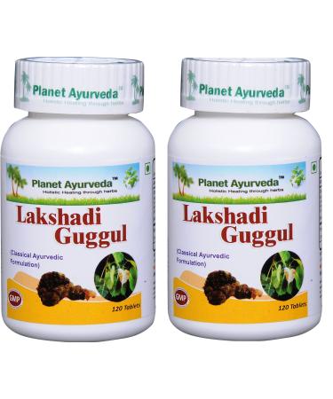 Planet Ayurvda Lakshadi Guggul - Herbal Tablets, 100% Natural - 2 Bottles (Each Bottle Contains 120 Tablets)