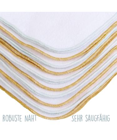 Mimadu Baby Washcloth Set | Oeko-Tex Cotton Towels for Infants | 10-Pack 25x25 cm Gold Mint | Soft & Safe Baby Care - Buy Online on GoSupps.com