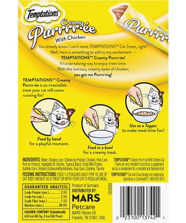 TEMPTATIONS Creamy Puree Lickable Cat Treats - 44 Pouches, Multiple Chicken Flavors - Buy Online on GoSupps.com