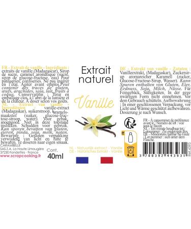 ScrapCooking - Natural Vanilla Extract 40ml - Liquid Vanilla Flavor for Pastries Yogurts Cakes Biscuits Desserts - Buy Online on GoSupps.com