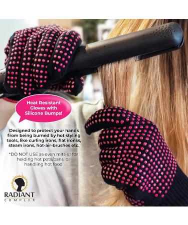 Buy 2 Piece Heat Resistant Gloves with Silicone Bumps - Professional Heat Proof Mitts for Hair Styling & Curling | Universal Fit Size - Buy Online on GoSupps.com
