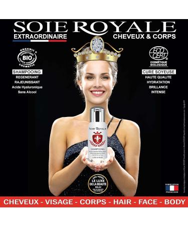 Royal Silk Box Organic Silky Treatment Serum 66 ml Hydrating treatment Intense Shine Fleur de Lys ORGANIC Shampoo 125 ml ORGANIC Regenerating Rejuvenating Hair Face Body Coconut Hyaluronic Acid Organic Plants Vitamins E F Alcohol-free Ecocert certified Co - Buy Online on GoSupps.com