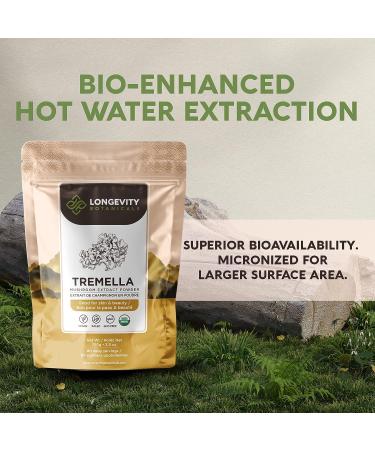 Longevity Botanicals Organic Tremella Mushroom Powder - 100% Fruiting Body - Promotes Healthy Skin & Memory - 100g - Buy Online on GoSupps.com