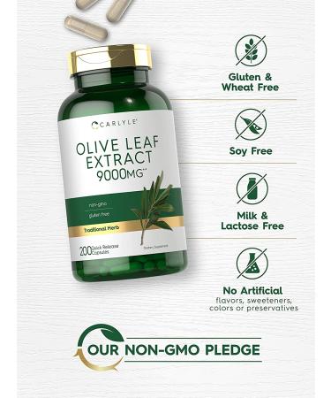 Carlyle Olive Leaf Extract Capsules 9000mg | 200 Count Non-GMO Gluten Free | High Potency Formula - Buy Online on GoSupps.com