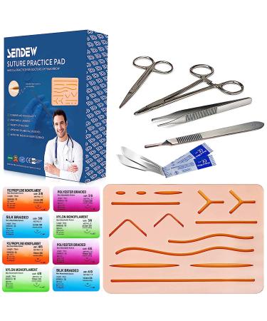 Upgraded Suture Training Kit Practice Kit for Medical Dental Vet Training Students Including Large Silicone Pad Tool Kit with Needles-Demonstration Purpose Only