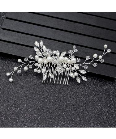 Elegant Wedding Hair Comb with White Opal Rhinestones & Crystals | Bridal Jewelry for Women & Girls - Buy Online on GoSupps.com